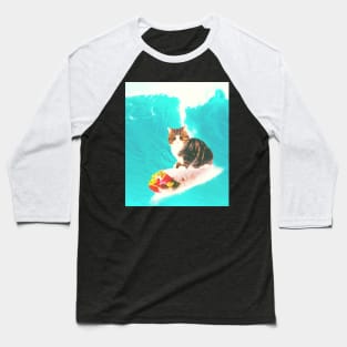 Kitty Cat Surfing Burrito Baseball T-Shirt